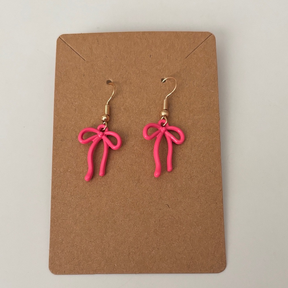 Fashion Jewelry Pink Bow Earrings